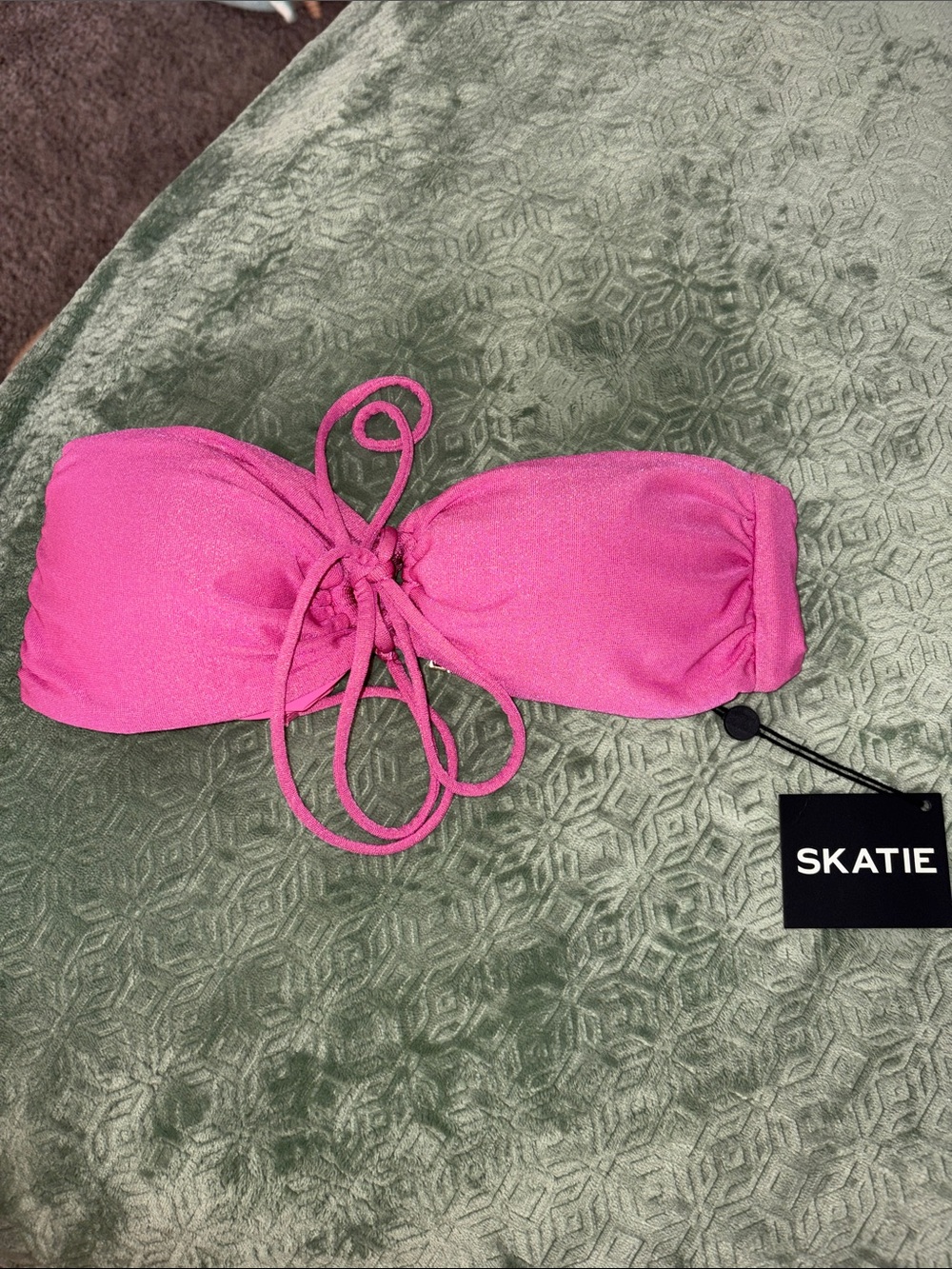 Skatie Vibrant Pink Strapless Bandeau Top with Front Tie